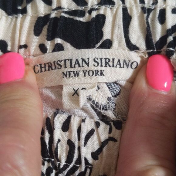 Christian Siriano New York linen/rayon wide leg cream & black pants XS - Picture 4 of 7